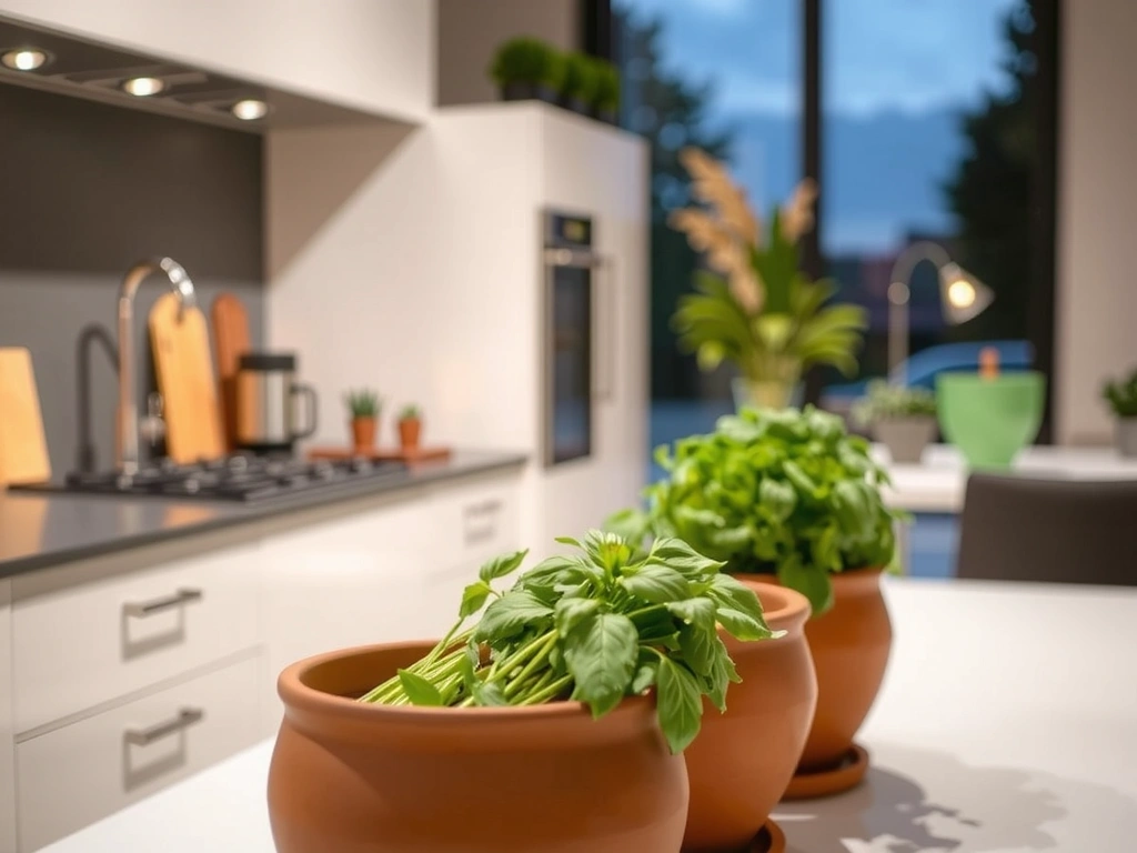 Lebendige Küche mit frischen Kräutern